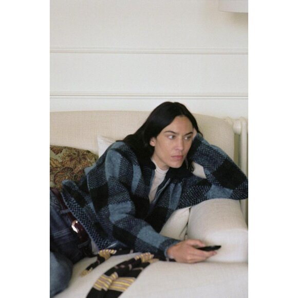 ZARA PLAID KNIT BOMBER JACKET - Picture 1 of 5